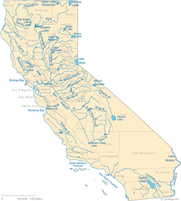 California Rivers and Lakes Map